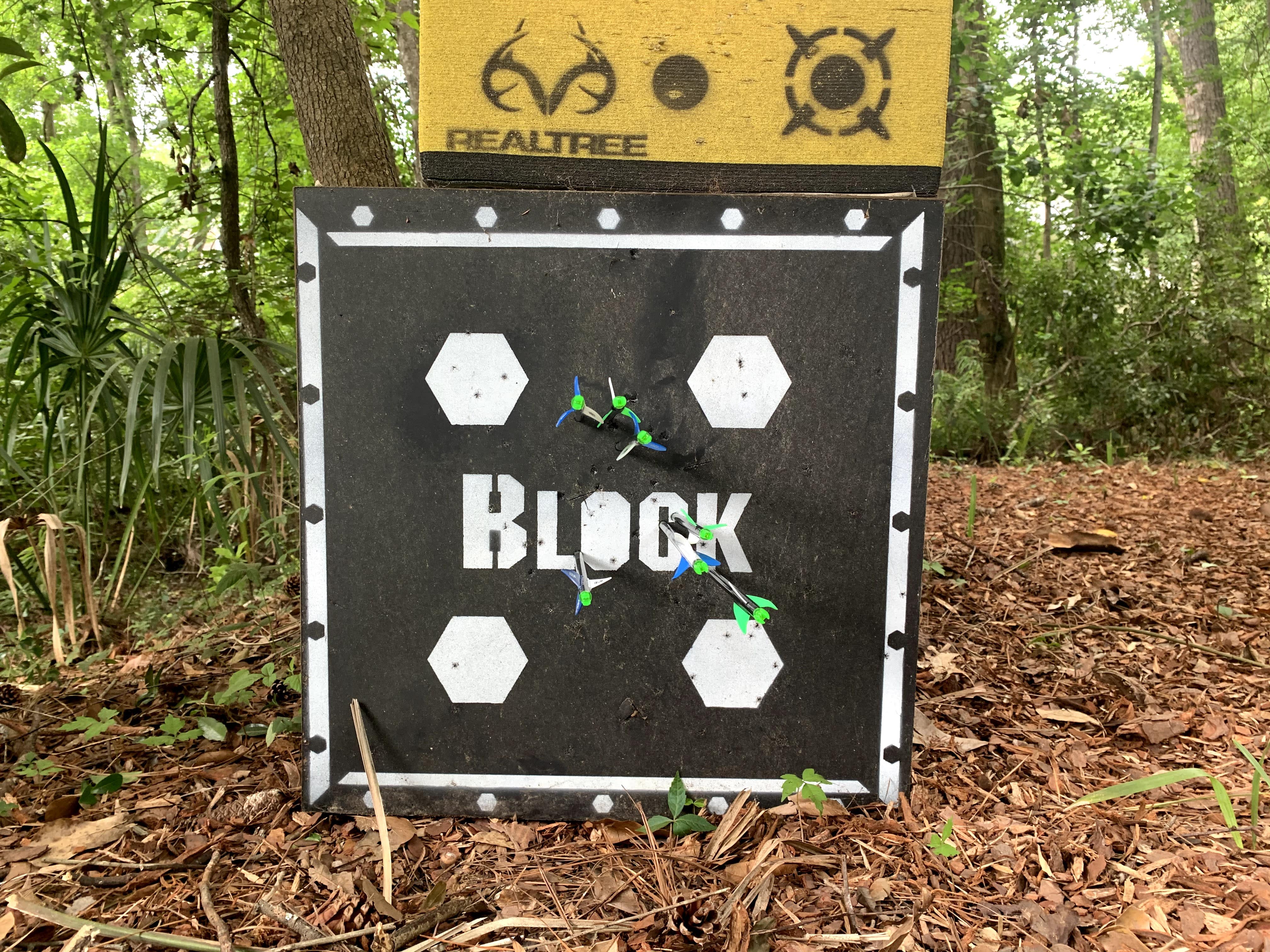 First volley, 7 arrows, 30 yards