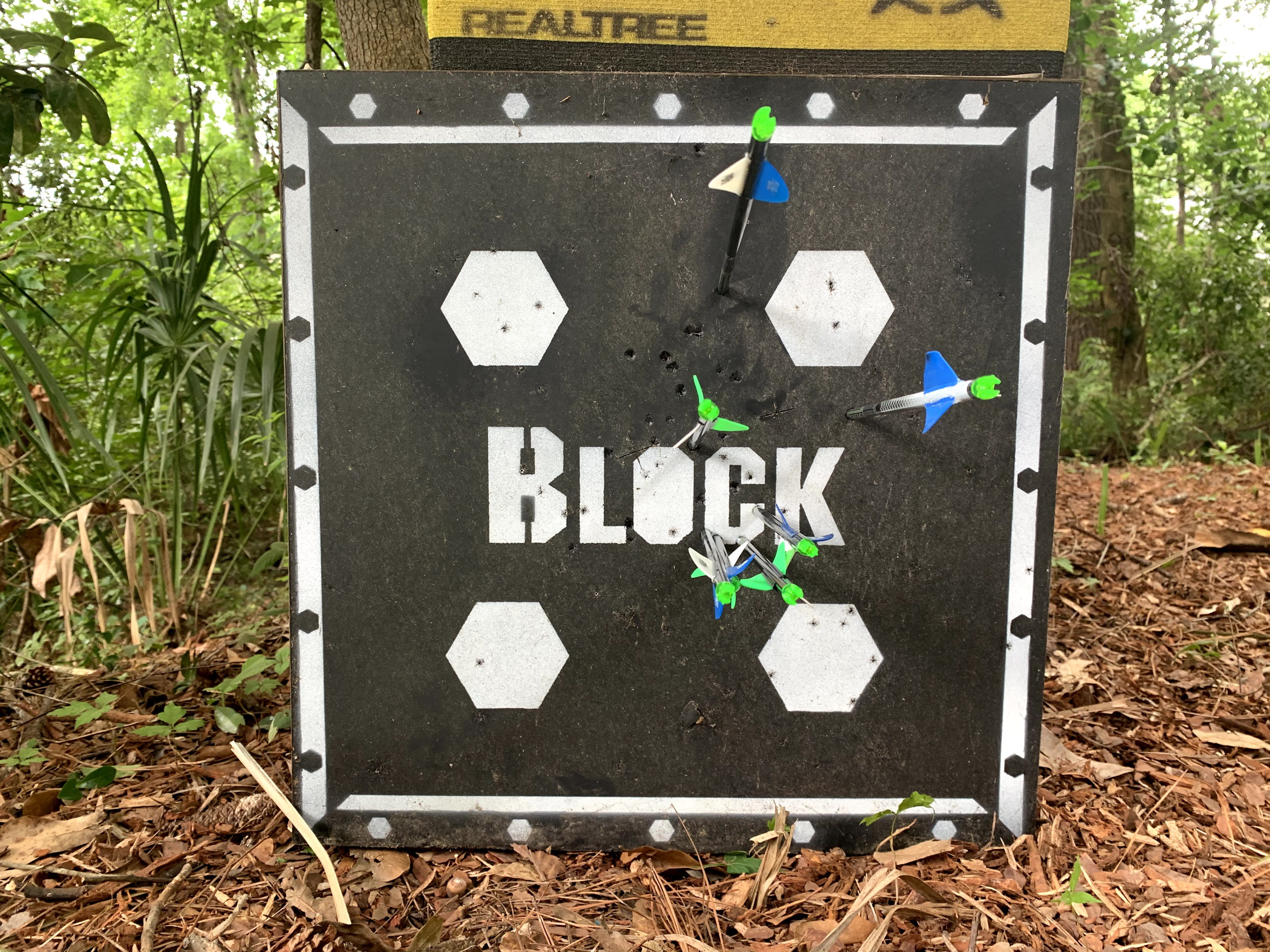 Second volley, 7 arrows, 30 yards